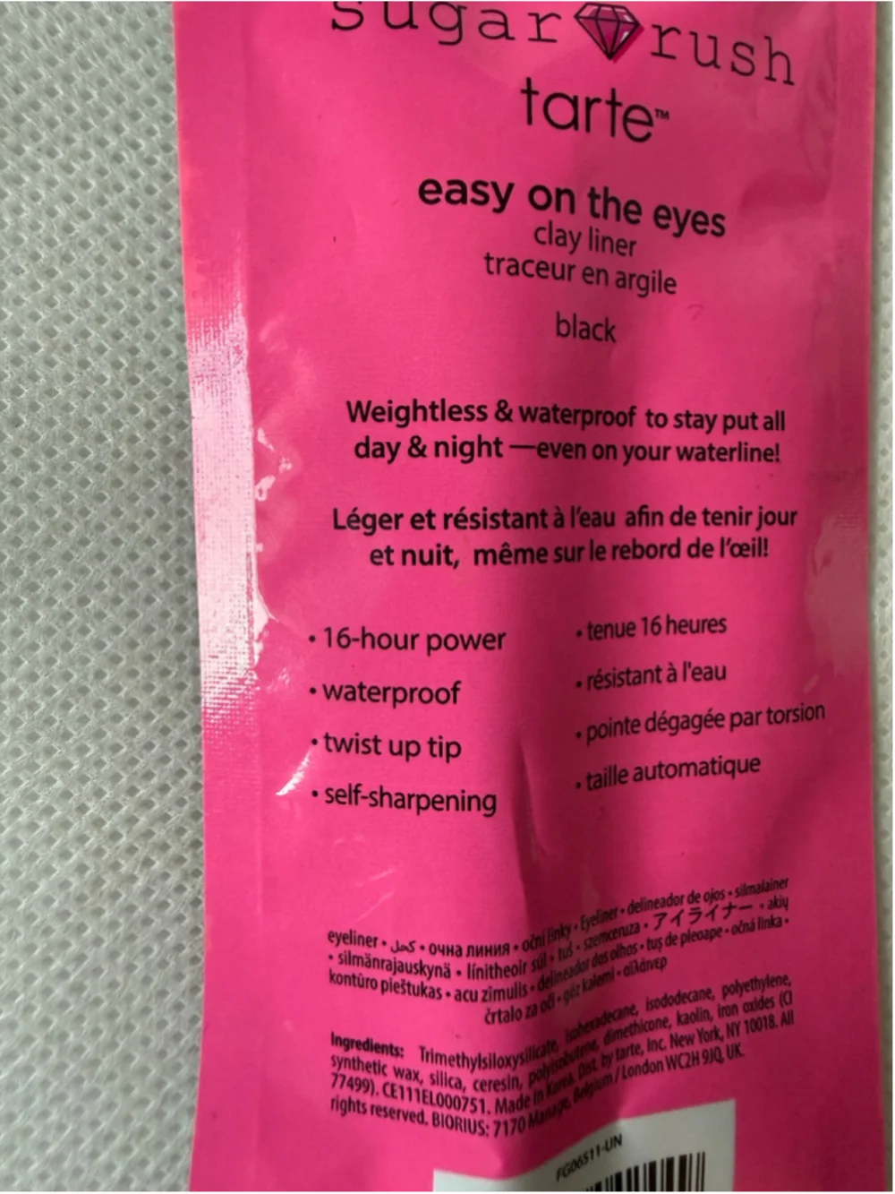NWT Tarte Sugar Rush Easy on The Eyes Clay eyeliner in Black waterproof